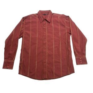 Point X Shirt Mens XL Red Striped Long Sleeve Button Up